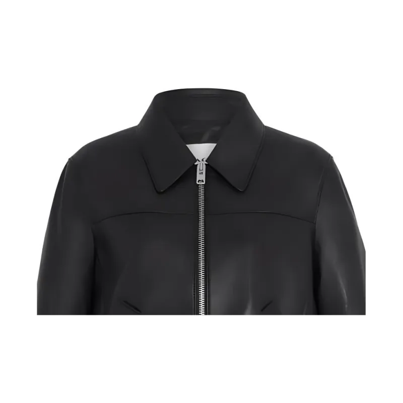 COACH SS23 Leather Jacket Women's Black-4