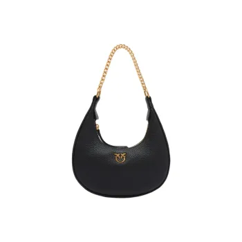 PINKO Cow Leather Shoulder Bag Handbag Shoulder Bag Small Size Women's Black