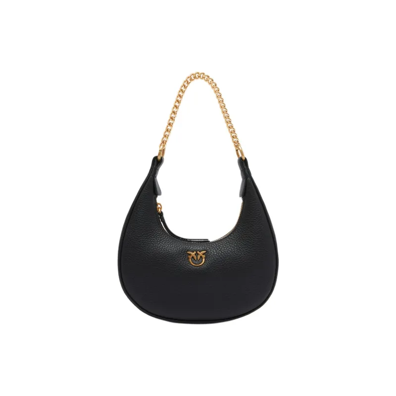 PINKO Cow Leather Shoulder Bag Handbag Shoulder Bag Small Size Women's Black-0