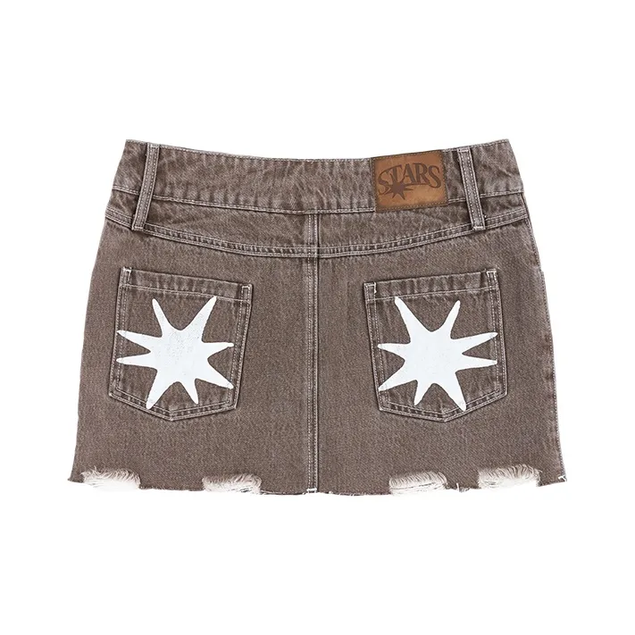 Starwalk Soldier Denim Short Skirts Women's Umber-1