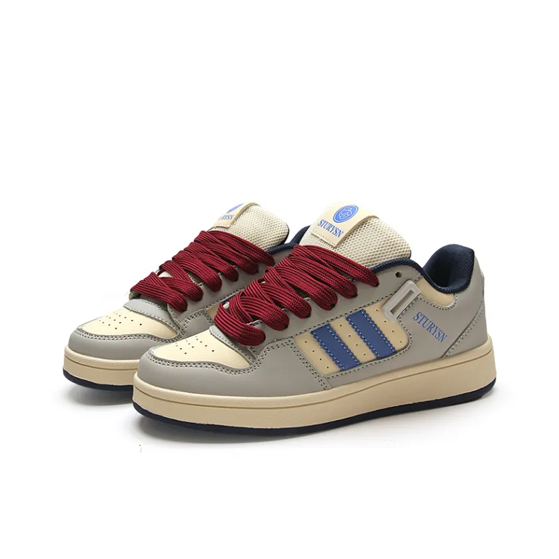 STUR YSN Wear-resistant And Lightweight Low-Top Skateboard Shoes Unisex Beige Red-2