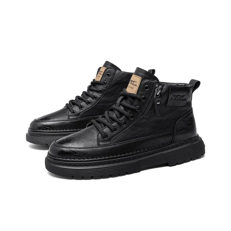 G.N.SHIJIA Casual Shoes Men Mid Top Black/Brown-2