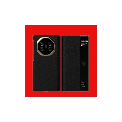 KAREN BURTON Genuine Leather Material Fully Enclosed Flap Protection Phone Cases Huawei Mate X Masterpiece