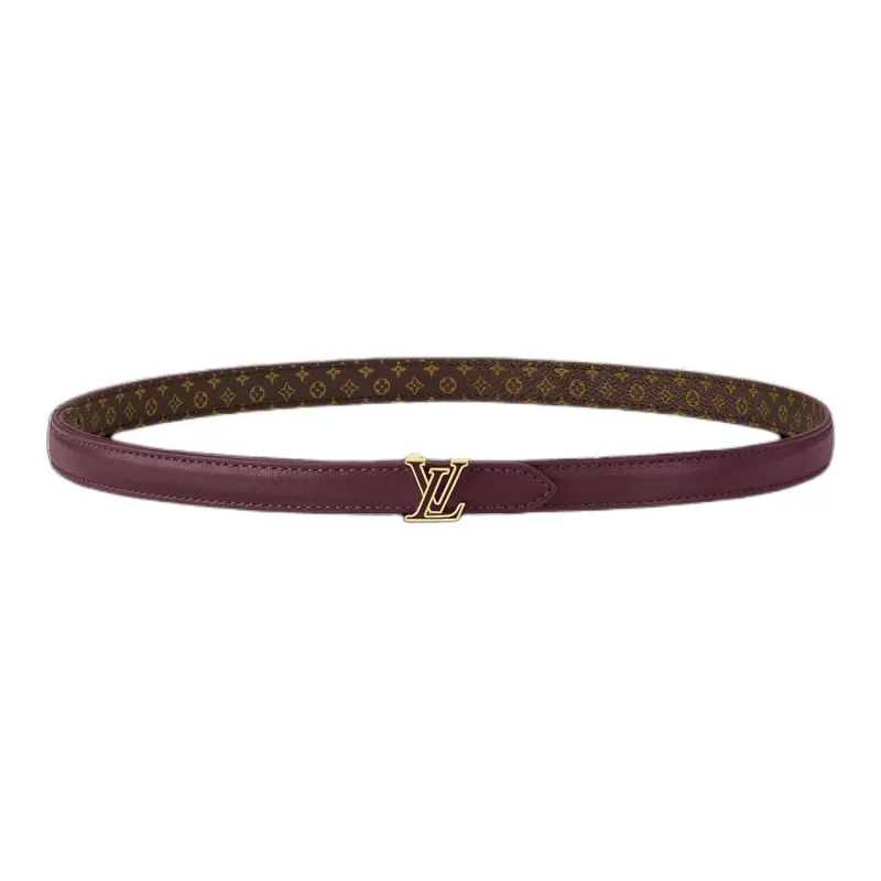 LOUIS VUITTON Leather Canvas Metal Enamel Leather Belts Women's Purple Width  1.5cm-0