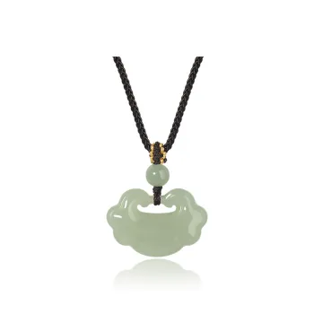 ZENGCAI Chinese Style Carving Auspicious Cloud Jade Pendant, Necklace Green Jade Women's