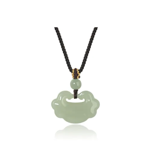 ZENGCAI Chinese Style Carving Auspicious Cloud Jade Pendant, Necklace Green Jade Women's