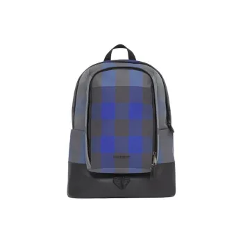 Burberry Cotton Canvas With Leather Backpack Small Size Men's Ocean Blue