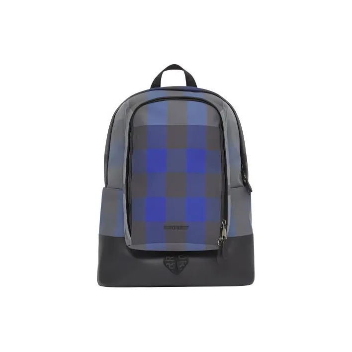 Burberry Cotton Canvas With Leather Backpack Small Size Men's Ocean Blue-0