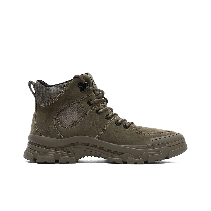 Jeep Breathable Warm Wear Resistant Height Increasing Slip Resistant Ankle Length Outdoor Boots Men's Khaki-1