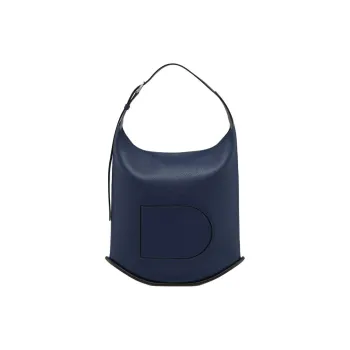 Delvau Pin Taurillon Soft Grain Calfskin Bucket Bag, Shoulder Bag Extra Large Women's Simple Blue Sweatshirt