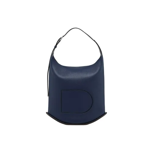 Delvau Pin Taurillon Soft Grain Calfskin Bucket Bag, Shoulder Bag Extra Large Women's Simple Blue Sweatshirt