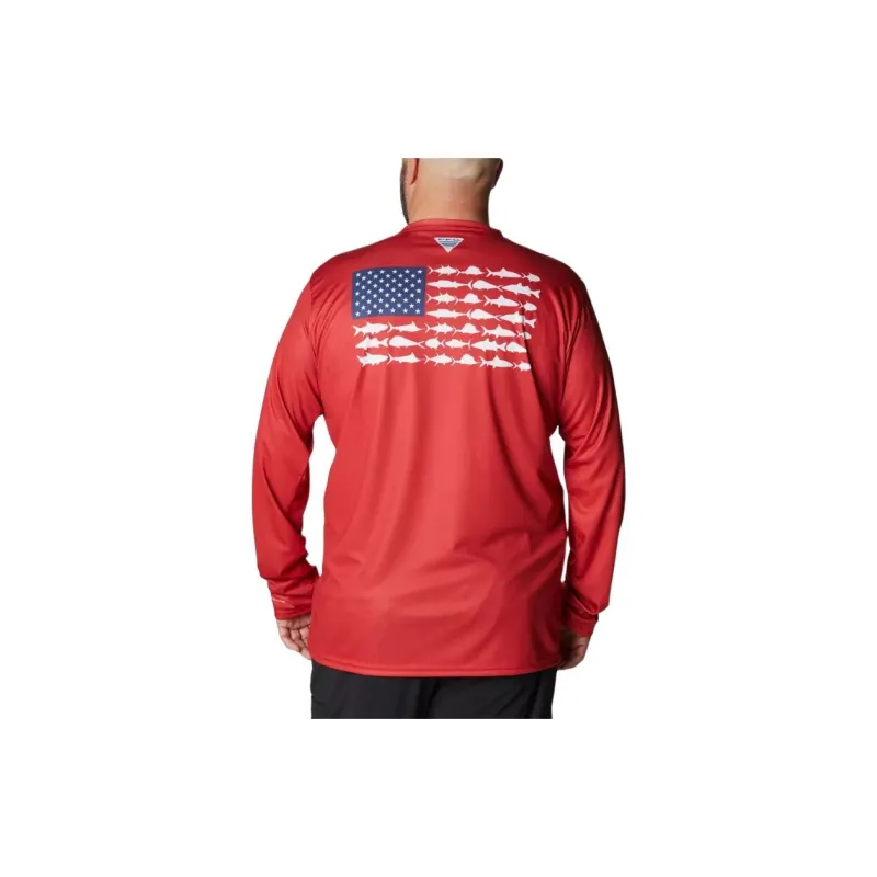 Columbia PFG Terminal Tackle Fish Flag T-Shirt Men's Red-1