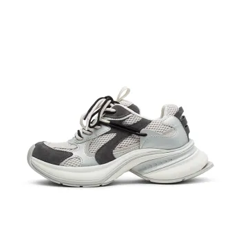 Coup De Foudre Cushioning Height Increasing Low Top Chunky Sneakers Women's Earth Gray Silver