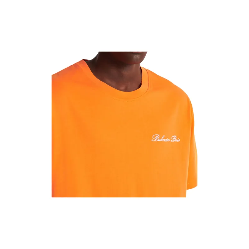 BALMAIN Embroidered Signature Logo T shirt-6
