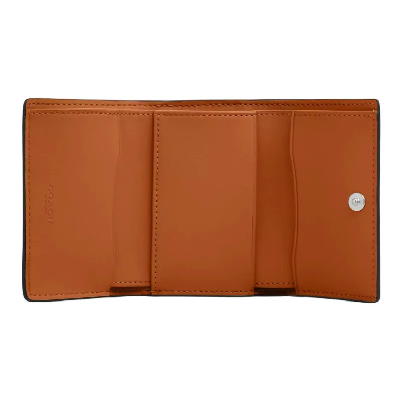 COACH Micro Crocodile Pattern Embossed Leather Wallet Mini Women's Washable Orange-1