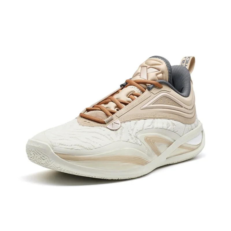 XTEP Zhang Zhenlin Generation Anti-Slip Wear-Resistant Low-Top Basketball Shoes Men's Brown White-1