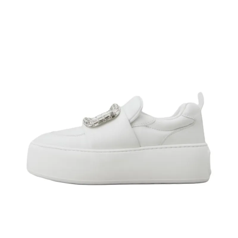 Roger Vivier Viv' Up Low Top Skateboard Shoes Women's White-0