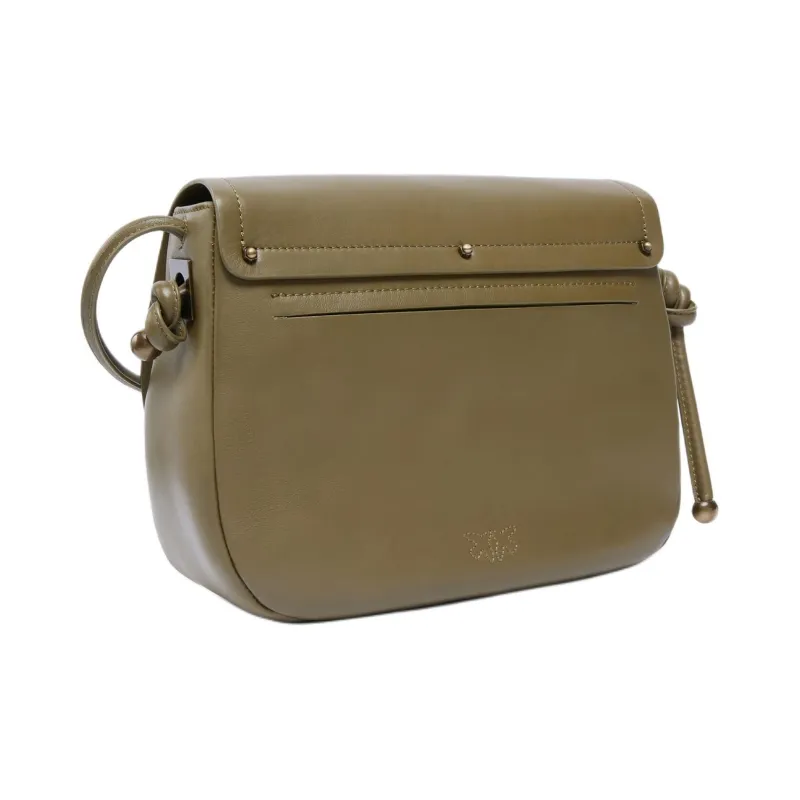 PINKO Calfskin Saddle Bag, Shoulder Bag, Crossbody Bag Tubas Women's Olive Green-1