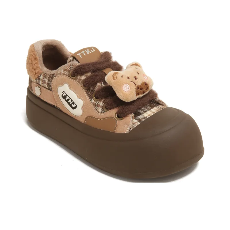 TTKJ Cushioned Wear Resistant Slip Resistant Low Top Skateboard Shoes Women's Chestnut Zong-2