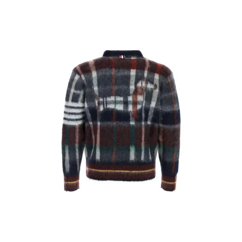 THOM BROWNE Checkered Button Up Cardigan-1