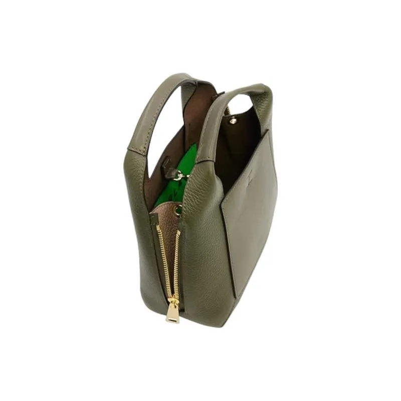 Furla Gilda Leather Tote Shoulder Bag, Crossbody Bag, Handbag Mini Women's Green-4