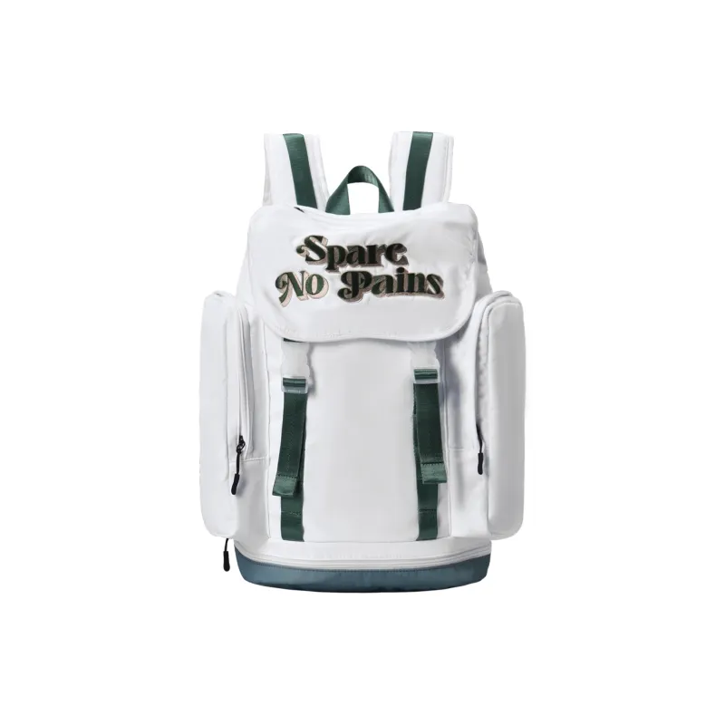 Spare No Pains. Polyester Students Backpack White Gold Backpack Unisex White-9