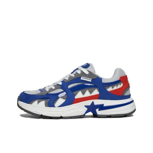 A BATHING APE Shark STA Anti-Slip Wear-Resistant Low-Top Casual Shoes Women's Blue Gray Red