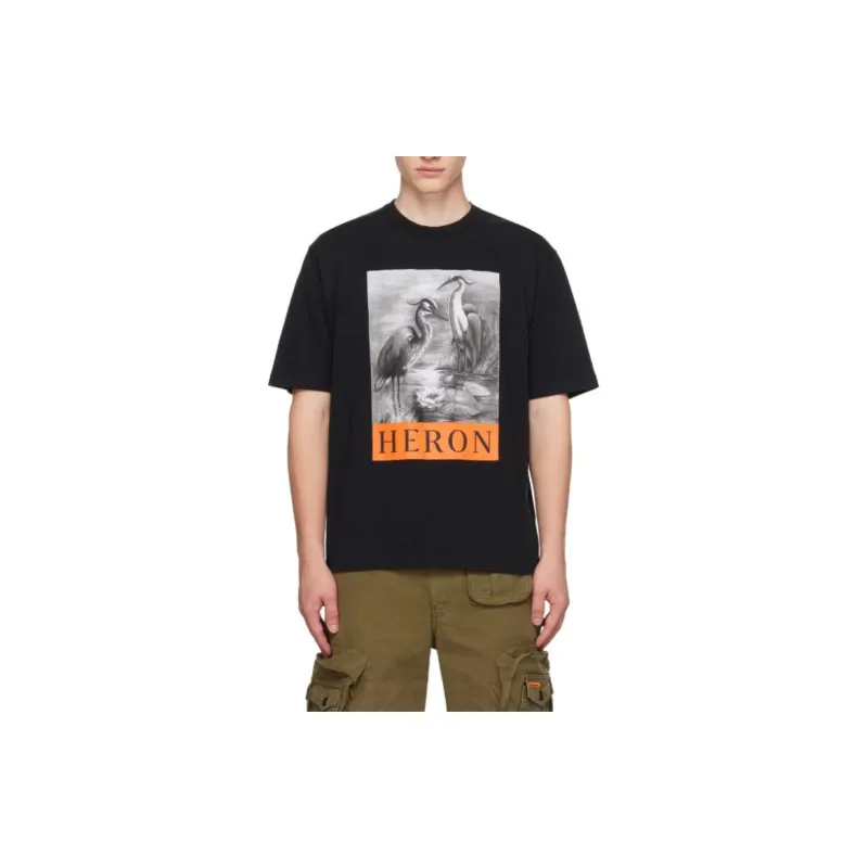 HERON PRESTON Heron print Cotton T shirt-3