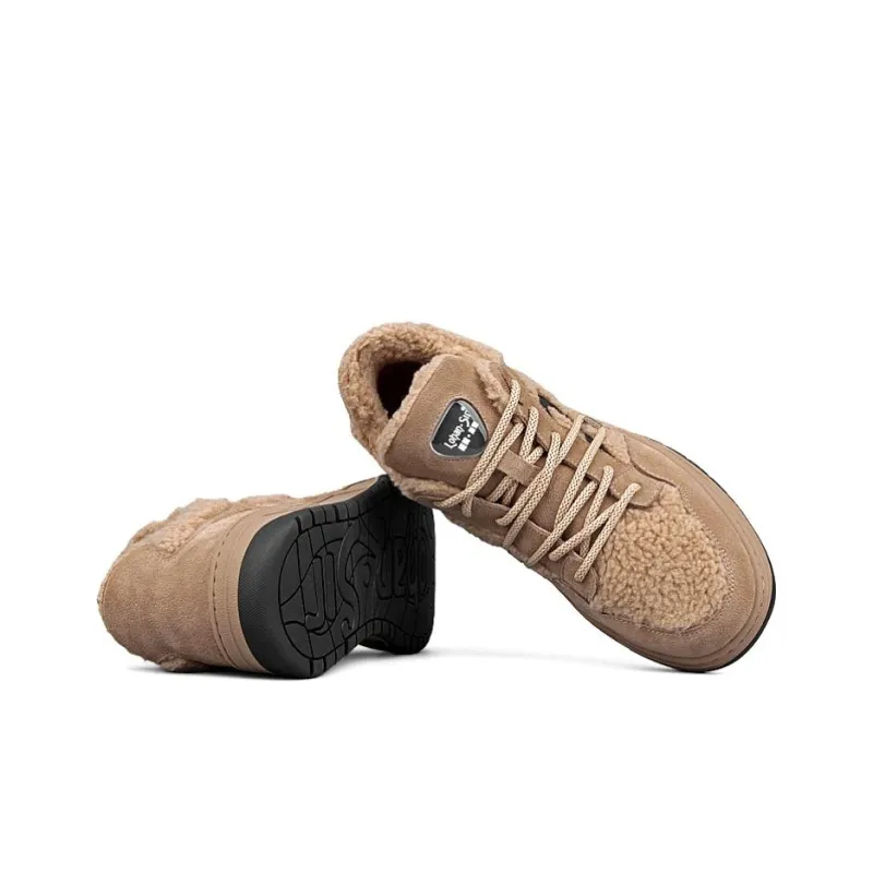 Y6T Warm Anti Slip And Wear Resistant Low Top Skateboard Shoes Women's Brown-5