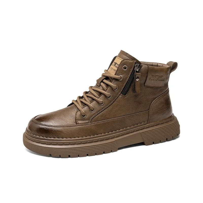 G.N.SHIJIA Casual Shoes Men Mid Top Black/Brown-6