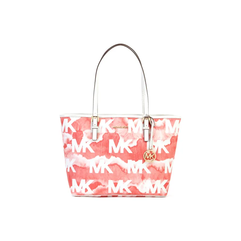MICHAEL KORS Jet Set Artificial Leather Shoulder Bag, Crossbody Bag, Handbag Women's Coral Red-1