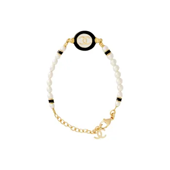 CHANEL Pearl Bracelets Women's Black White