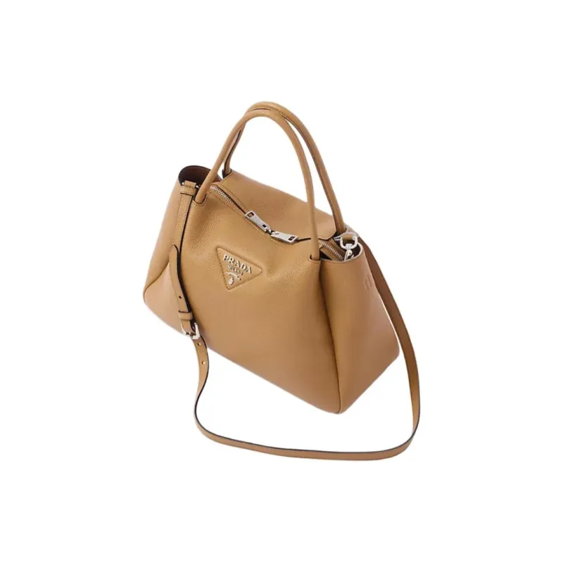 PRADA Leather Shoulder Bag Crossbody Bag Handbag Medium Size Women's Brown-1