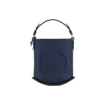 Delvau Pin Grain Calfskin Bucket Bag, Portable Crossbody Bag, Shoulder Bag Women's Simple Blue Sweatshirt
