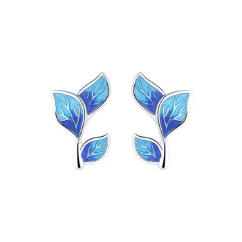 Heart Grass S925 Silver Stud Earrings Women's