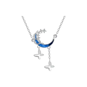 LIANDUO S925 Silver Glue Drip Synthetic Cubic Zirconia Necklaces Women's