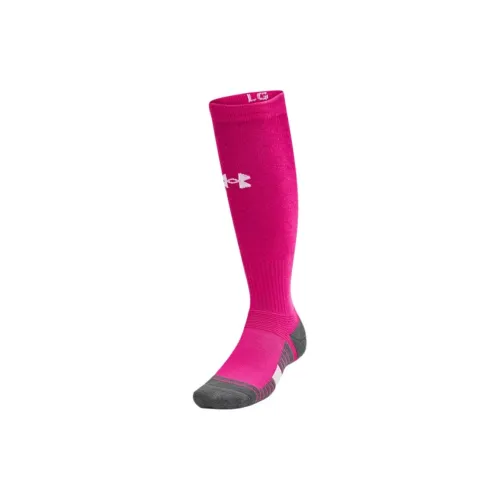 Under Armour Team Over-The-Calf Knee-High Socks Unisex 1 Pack Tropical Pink/Asphalt Gray/White