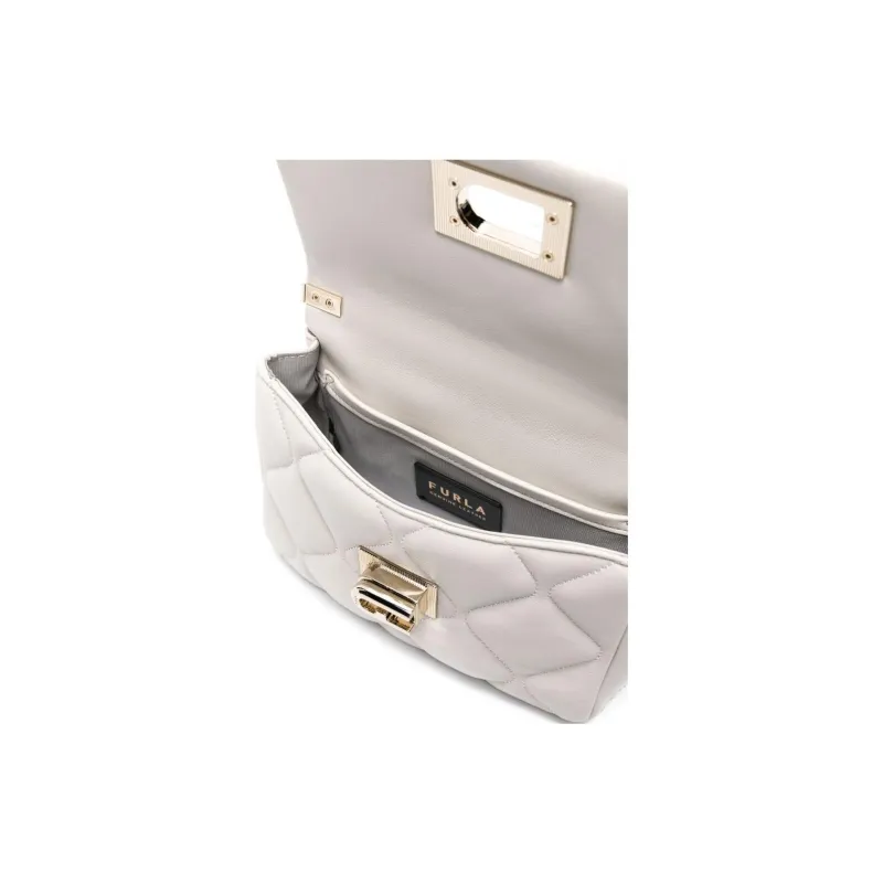 Furla 1927 Collection Quilted Nappa Leather Crossbody Bag Shoulder Bag Mini Women's White-6