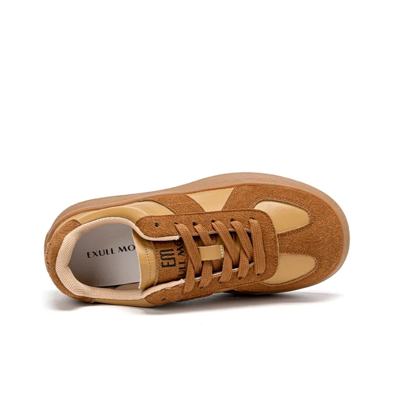 EXULL Q Non slip Wear resistant Shock Absorption Low Top Skateboard Shoes Women's Wheat-3