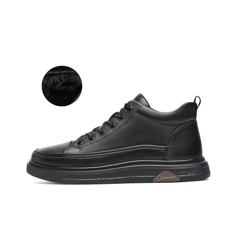 C°BANNER Mid Top Skateboard Shoes Men's Black Plus Size-0