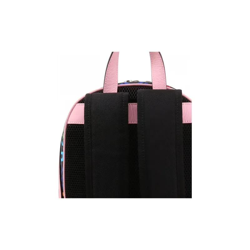 GUCCI Canvas With Leather Backpack Women's Pink/Multicolor Candy Color-4