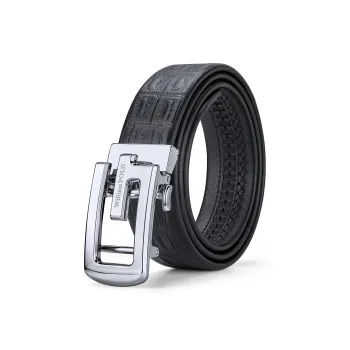 WilliamPOLO Cow Leather Leather Belts Men's Silver 3.5cm Width