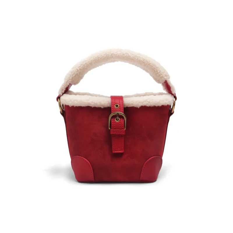 MZ HOUGE Lambswool Fall And Winter Advanced Touch Handbag Small Size Women's Red-4