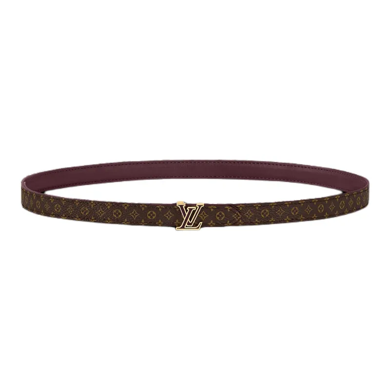 LOUIS VUITTON Leather Canvas Metal Enamel Leather Belts Women's Purple Width  1.5cm-1