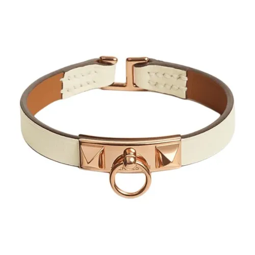 HERMES Leather Bracelets Women's Beige