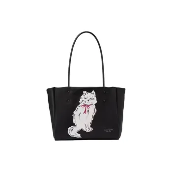 Kate Spade Polyester Tote Bag Shopping Bag Shoulder Bag Handbag Medium Size Women's Black