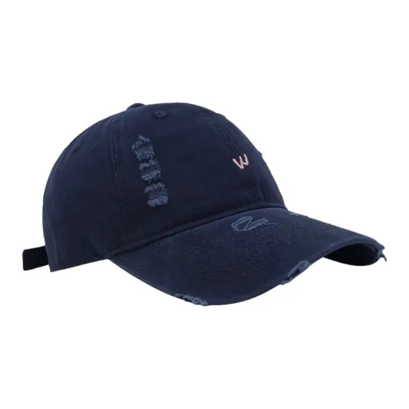 FREE RABBITⅡ Korean Style Washable Distressed Ripped Baseball Caps Unisex-3