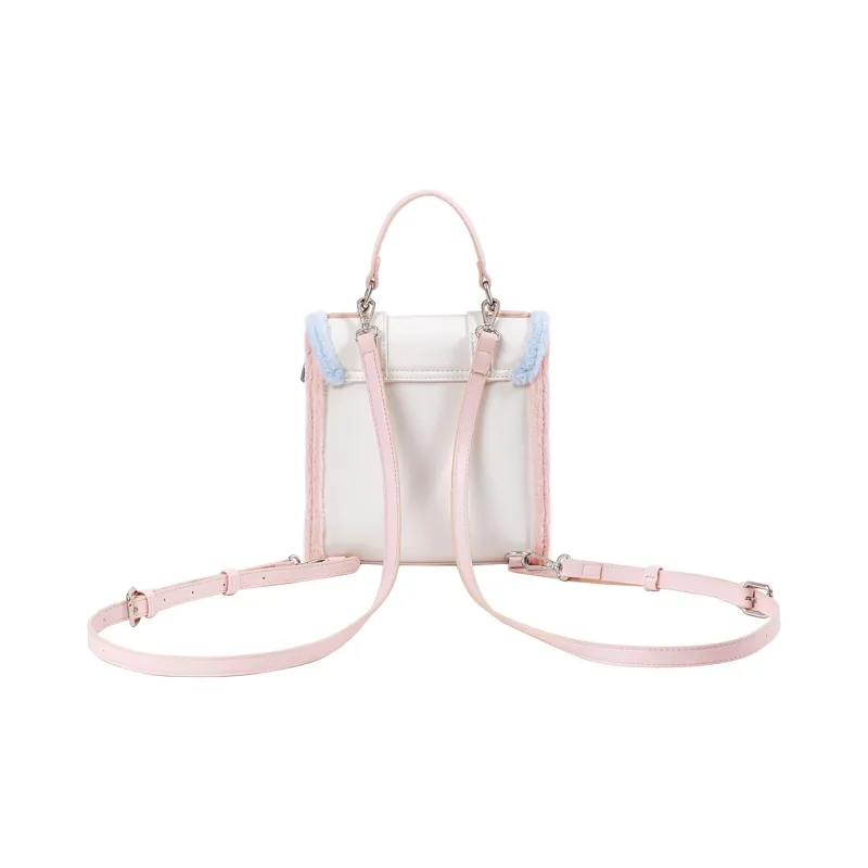 Miffy Synthetic Leather Patchwork Fabric Backpack Regular Women's Pink-3