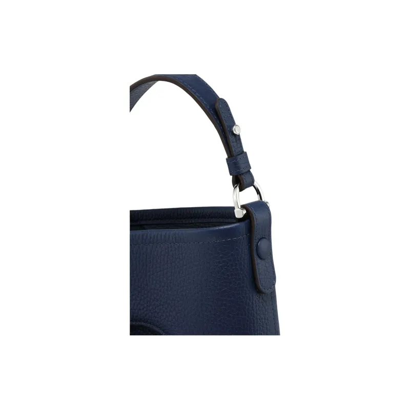 Delvau Pin Grain Calfskin Bucket Bag, Portable Crossbody Bag, Shoulder Bag Women's Simple Blue Sweatshirt-4