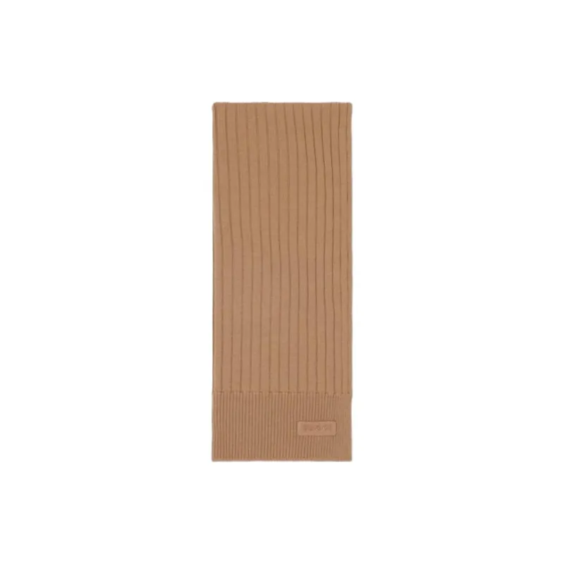 GUCCI Wool Leather Knit Scarves Unisex Brown-0